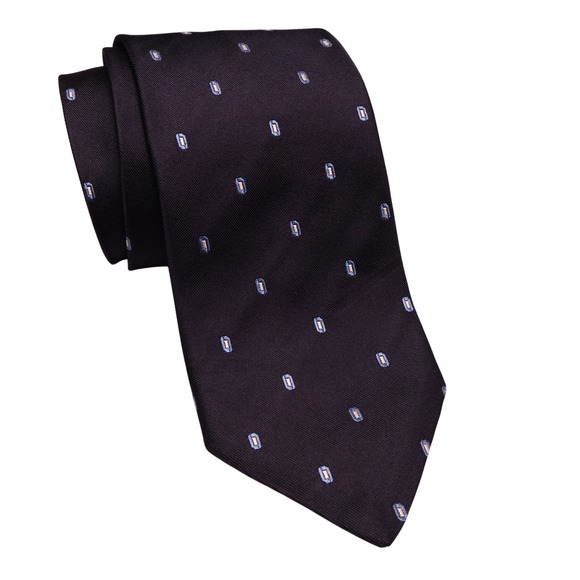 Ermenegildo Zegna Silk Necktie Dark Blue Patterned Geometric Business Formal Tie - Picture 1 of 6